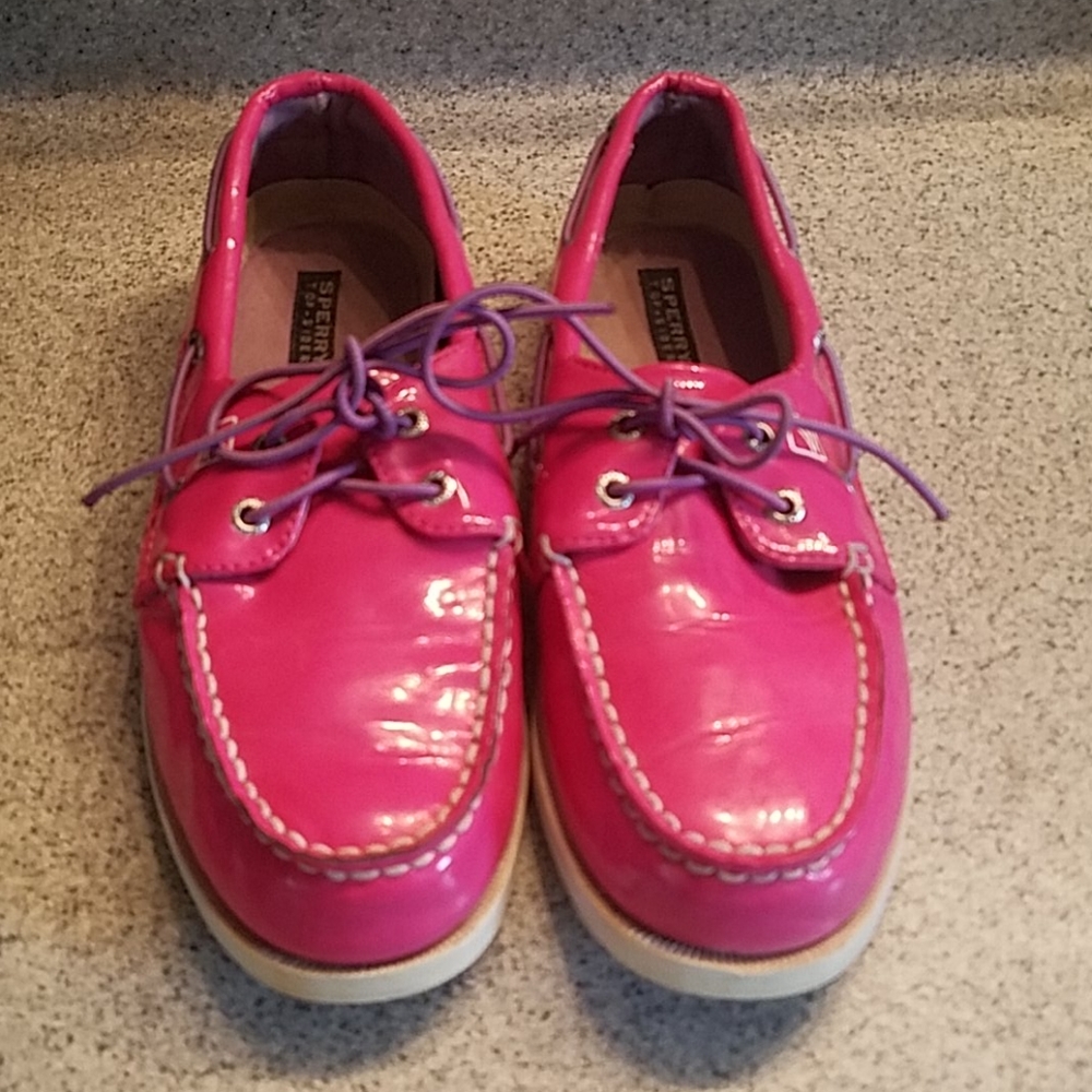 Sperry top side boat shoes, pink, sz 4.5